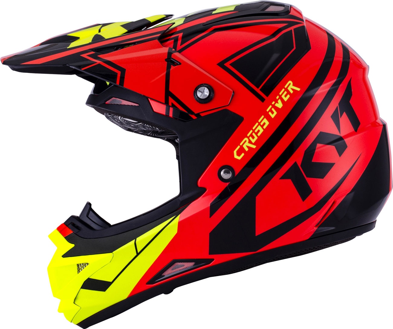 KYT Cross Over Ktime, casque Cross - Néon Rouge/Jaune - S