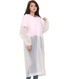 Civilipi 2 Stück Unisex, wiederverwendbar, Regenponcho mit Kapuze und Ärmeln, Regenponcho aus umweltfreundlichem EVA-Material, Weiß, XL - XL