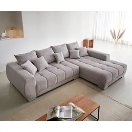 DeLife Ecksofa Josea 300x220 cm Cord Silbergrau Ottomane rechts - Grau