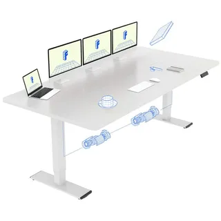 FLEXISPOT Schreibtisch Sitz-Steh-Tisch mit Memory-Funktionen (110X54/140X70/ 160X70/ 180X80/ 200X80 CM), Dual-Motor, 4 Speicherplätze, Anti-Kollisionssystem 200 cm x 80 cm