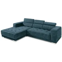 SOMETA Ecksofa Cocoon Samt Stoff Blau Azur