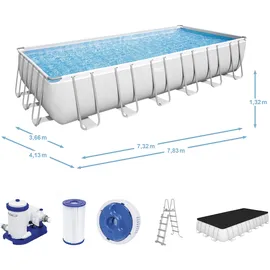 BESTWAY Power Steel Frame Pool Set 732 x 366 x 132 cm inkl. Filterpumpe