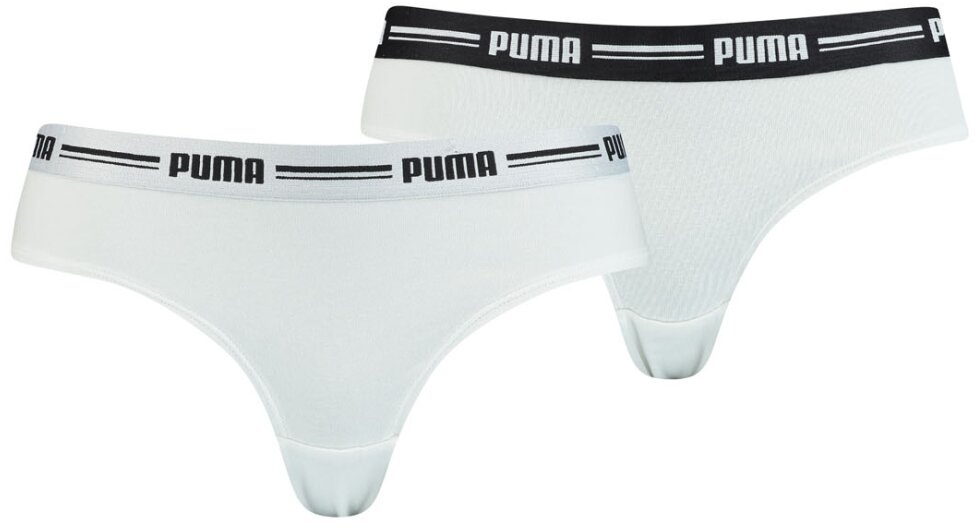 PUMA Damen Slip - Brazilian, Soft Cotton Modal Stretch, 2er Pack Weiß M