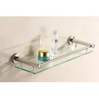 Glasablage Für Bad - Wandmontiert, Aluminium Und Gehärtetes Glas, Breite: 50cm, Inkl. Montagematerial - Badablage, Glasregal, Wandregal