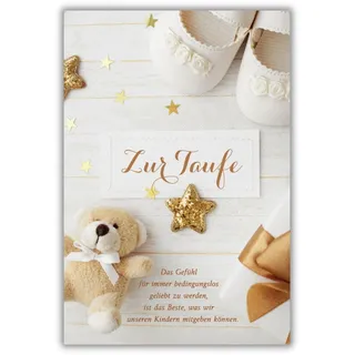 Bsb Karte zur Taufe - Taufgeschenk Junge & Mädchen mit Bärchen-Motiv - Glückwunschkarte mit Umschlag - liebevolles Geldgeschenk - Geschenk Taufe in 11,5 x 17,0 cm