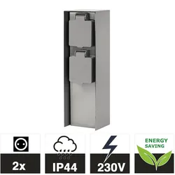 Grafner® Edelstahl Steckdosensäule mit 2 Außensteckdosen Gartensteckdose Energiesäule