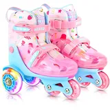 Rollschuhe Kinder,4 verstellbare Größen,Stabile und Sichere 3-Punkt-Konstruktion,Mädchen-Rollschuhe für Anfänger mit atmungsaktivem Obermaterial,Leicht und Lustig