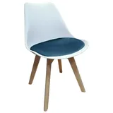 HTI-Living Esszimmerstuhl Stuhl Atlanta Velvet (Stück, 1 St), Esszimmerstuhl Kunststoffschale Samtbezug Holzfüße blau|weiß