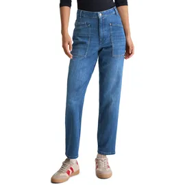 Marc O'Polo Boyfriend-Jeans "aus softem Cashmere Touch Denim", Damen, Gr. 27, Länge 32, blau (dunkelblau), Obermaterial: 92% Baumwolle, 6% Elastomultiester, 2% Elasthan, unifarben, loose fit knöchellang, Jeans