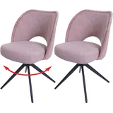 MCW 2er-Set Esszimmerstuhl MCW-N72, Polster-Küchenstuhl, drehbar Auto-Return, Stoff/Textil (420g/m2) Öko-Tex ~ rosa