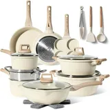 just perfecto Induktions Töpfe Set - Pfannenset mit deckel - Induktions Töpfe Set - töpfe & pfannen set ohne PTFE und PFOA - Topfset induktion (21 pcs Biege)