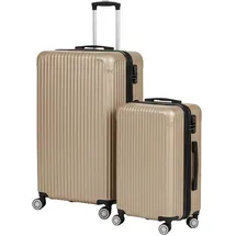 Relaxdays Kofferset 2-teilig 4-Rollen Cabin 65 cm / 61-74 l beige/schwarz