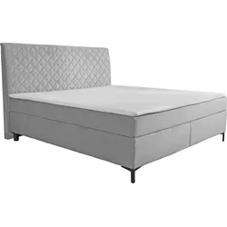 Boxspringbett ALINA "Petro", grau (silbergrau dmo, dmk 29), B:162cm L:215cm, Samt DMO (100% Polyester), Samt DMK (100% Polyester), Komplettbetten, Boxspringbett, inklusive Matratze und Topper, in diversen Ausführungen