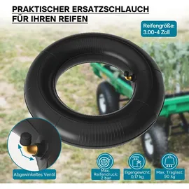 Wiltec Schlauch für Reifen Größe 3,00/3,50-4, bis 90 kg Traglast, mit abgewinkeltem Ventil TR87