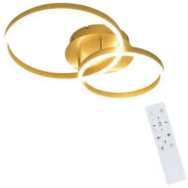ZMH Deckenlampe LED Deckenleuchte Wohnzimmer - Wohnzimmerlampe Modern Design Dimmbar mit Fernbedienung Gold 2 Ring aus Acryl 46W Deckenbeleuchtung für Schlafzimmer Küche