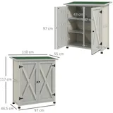 Outsunny - Gartenschrank, Geräteschuppen aus Holz, Wetterfest Geräteschrank mit 2 Türen, Werkzeughaus mit Asphaltdach, Werkzeugschrank für Garten,