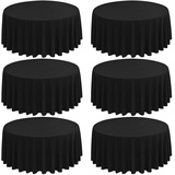 6 Stück Schwarze Polyester Tischdecke 70 Zoll/177cm Runde Tischdecke, Waschbare Stoff Fleck und Falten Beständige Tischdecke Runde Tischdecke Tischwäsche für Hochzeit Party Bankett Buffet