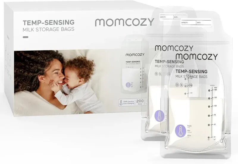 Momcozy Einmal-Aufbewahrungsdosen für Muttermilch mit Temperatursensor (200 Stück)