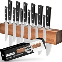 KITGENY Magnet Messerleiste (40cm) Das Platzwunder - Magnetleiste Messer mit doppeltem Einschub - Magnetischer Messerhalter für schwere Messer und doppelt Platz - Magnet Messerhalter aus Akazien Holz