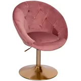 KADIMA DESIGN Chesterfield-Loungesessel ADDA: 360° Drehfunktion, Samtbezug, Trompetenfuß, 67x80-100x62 cm, Rosa/Blau/Grau.