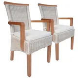 Amagohome Armlehnstuhl Rattanstühle mit Armlehnen Esszimmer Stühle Stuhl weiß Perth Sessel