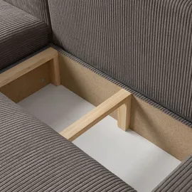 lookway Ecksofa OPERA L-Form mit Schlaffunktion und Bettkasten Braun