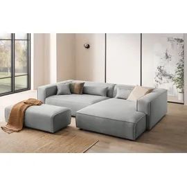 LeGer Home by Lena Gercke Ecksofa »PIARA XXL, L-Form, Schlaffunktion, Cord, Leinenoptik o. Strukturstoff« Hocker stellbar zum Schlafsofa (Krokodilverbinder), tiefe Sitzfläche