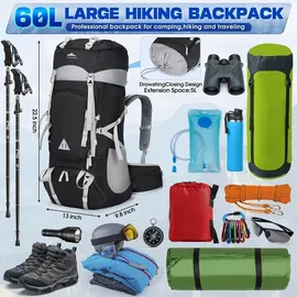 igolumon Wanderrucksack 60L Herren Damen Trekkingrucksack Wasserdicht Schwarz