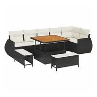 vidaXL Garten-Sofa-Set 9-tlg. schwarz/creme