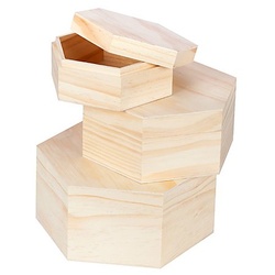 Boxen aus Holz, sechseckig, 3 Stück