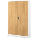 Jan Nowak Aktenschrank Metall 185 x 115 x 40 cm Büroschrank abschließbar Stahlschrank mit 4 verstellbaren Einlegeböden Dokumentenschrank Weiß Goldene Eiche