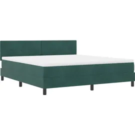 vidaXL LED Boxspringbett mit Matratze Dunkelgrün 180 x 200 cm Samt