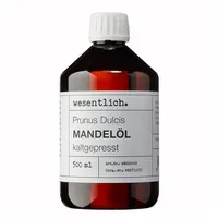 wesentlich. Mandelöl kaltgepresst 500ml | 100% reines Öl ohne Zusätze | natürliche Körperpflege | unraffiniert für Haare und Gesicht | perfektes Massageöl