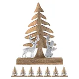 mvg voglrieder möbelcollection gmbh Weihnachtsbaum mit Hirsch u. Engel 20 x 27 cm Braun/Silberfarben