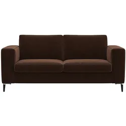 2-Sitzer FLEXLUX "Fiore", braun (tobacco), B:164cm H:85cm T:92cm, 100% Polyester, Sofas, breite Armlehnen, Kaltschaum, Füße Alu+schwarz