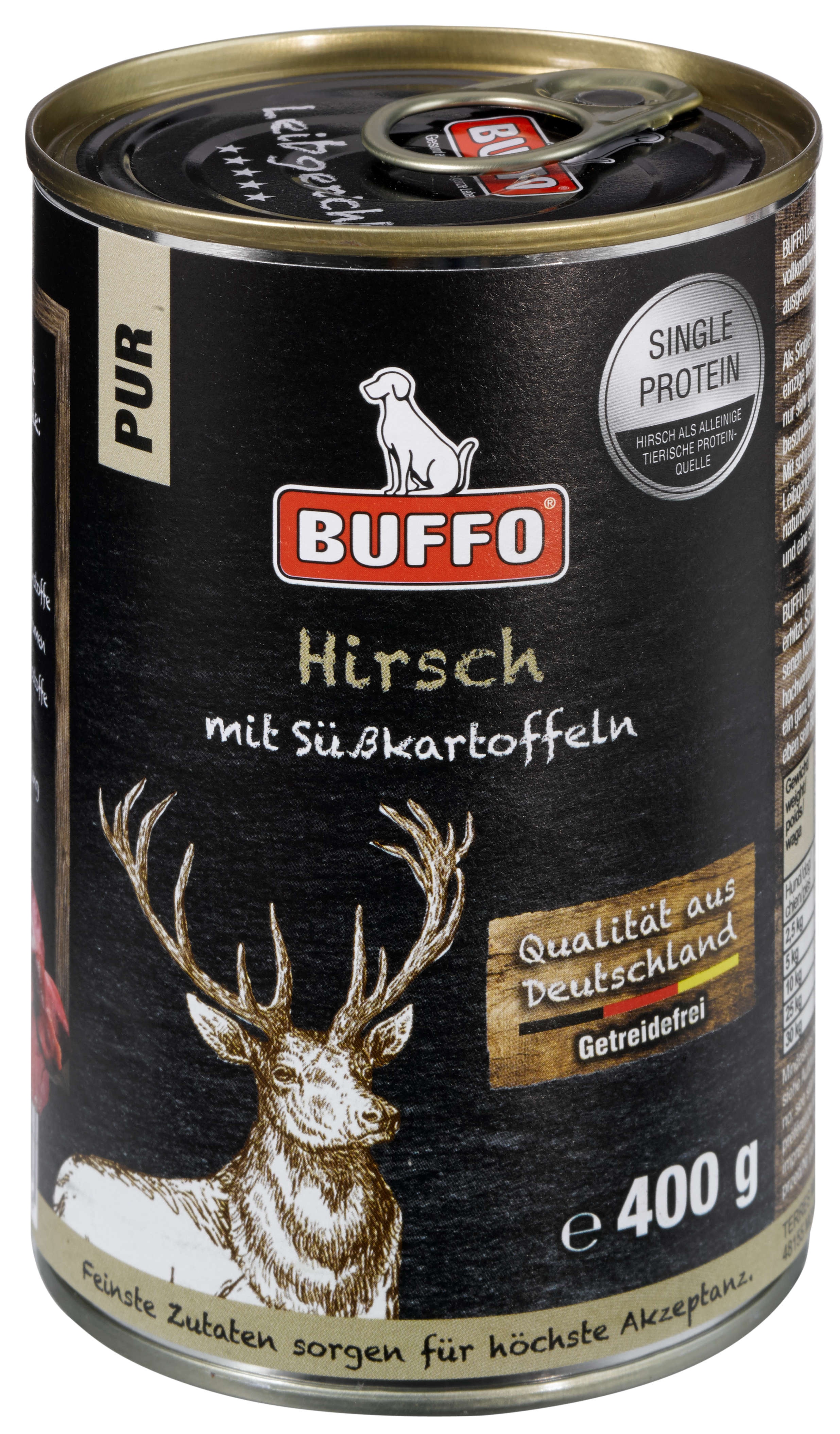 BUFFO Hunde-Nassfutter Leibgericht Hirsch mit Süßkartoffeln