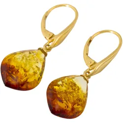 Paar Ohrhänger FIRETTI "Schmuck Geschenk Silber 925 Ohrschmuck Patentbrisur Tropfen Bernstein", gold (silber, 925, gelbgoldfarben, bernsteinfarben, bernsteinfarben), Ohrringe, Damen, Silber 925 (Sterlingsilber), mit Bernstein