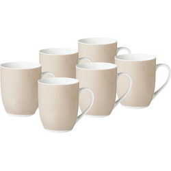 Van Well Kaffeebecherset Vario, Weiß, Taupe, Keramik, 6-teilig, 300 ml, 11x10x8 cm, Kaffee & Tee, Tassen, Kaffeetassen-Sets