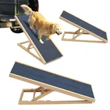 Haustiere Hunderampe, Leicht/Tragbar Auto Rampe für Hund Höhenverstellbar, Hundetreppe Klappbar aus Holz Hundeleiter Auffahrrampe für Auto oder Bett Sofa mit Anti-Rutsch Beschichtung, Leichtes Design