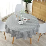 Tischdecke, rund, Durchmesser 100 cm, aus Leinen & Baumwolle, waschbar, schmutzabweisend, einfache Twill-Tischdecke im nordischen Stil, für Küche, Garten, Party, Esstisch (grauer Pfeil, 100 cm)