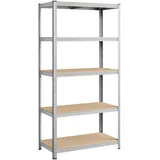 Songmics Lagerregal Stahl 50 x 100 x 200 cm silbern mit 5 verstellbaren Ablagen