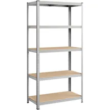Songmics Lagerregal Stahl 50 x 100 x 200 cm silbern mit 5 verstellbaren Ablagen