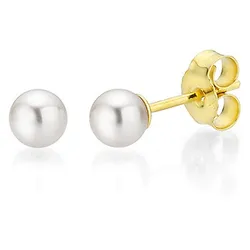 Paar Ohrstecker FIRETTI "Schmuck Geschenk Gold 375 Ohrschmuck Perle verschiedene Größen" Gr. 5, gold (gelbgoldfarben, weiß), Ohrringe, Damen, 5, Gelbgold 375-Perlen, Gelbgold 375, Perlen, Made in Germany - mit Süßwasserzuchtperle