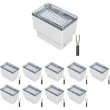 ledscom.de 10 Stück LED Pflasterstein Bodeneinbauleuchte CUS für außen, IP67, eckig, 8 x 5cm, warmweiß