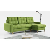 MKS MEBLE Ecksofa - L-Form Sofa mit Schlaffunktion - Wohnlandschaft L Form, Ecksofa mit Schlaffunktion und Bettkasten, Schlafsofa mit Bettkasten, Couch mit Schlaffunktion - Grün Astra