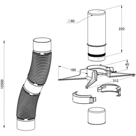 MHG Atec Flexrohr-Set PolyTop DN 80 12,5 m - Grau