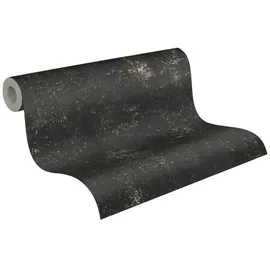 A.S. Création Vliestapete Uni Metallic Schwarz Gold