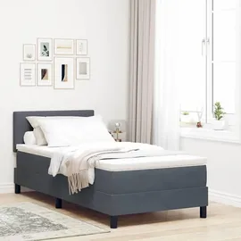 vidaXL LED Boxspringbett mit Matratze Dunkelgrau 90 x 190 cm Samt