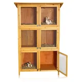 Melko Kleintierstall Kaninchenstall Hasenstall Freigehege mit 6 Boxen Holz, Geeignet für Meerschweinchen, Chinchillas, Kaninchen usw. beige|braun