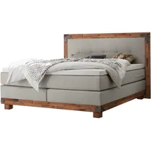 Hasena Boxspringbett 140-180 cm braun), / Hellgrau, Liegefläche:160 x 200 cm, Topper:Agrea-Topper